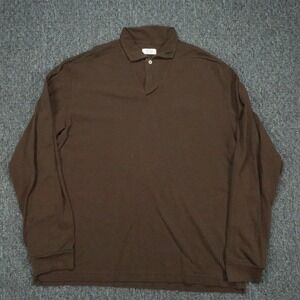 AYR Shirt Mens Extra Large Brown Long Sleeve Polo Pique Pima Cotton